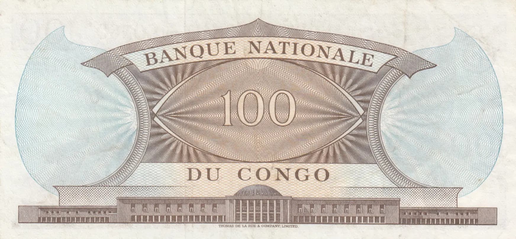 100 francs 1962 from Congo Democratic Republic, P-6 (1962) — image 2