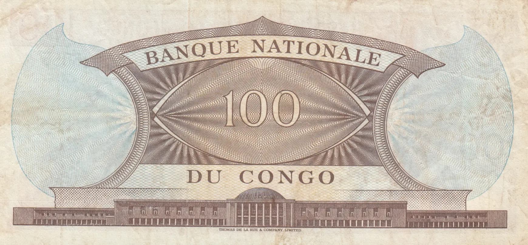100 francs 1962 from Congo Democratic Republic, P-6 (1962) — image 2