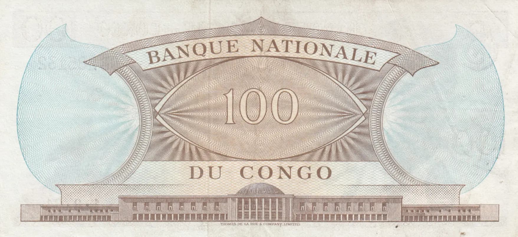 100 francs 1964 from Congo Democratic Republic, P-6 (1964) — image 2