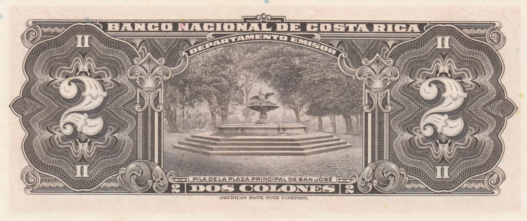 2 colones 1940 from Costa Rica, P-203a (1940) — image 2