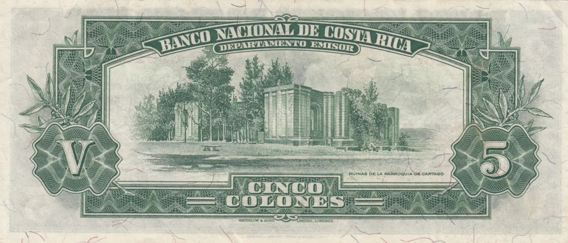 5 colones 1940 from Costa Rica, P-204 (1940) — image 2