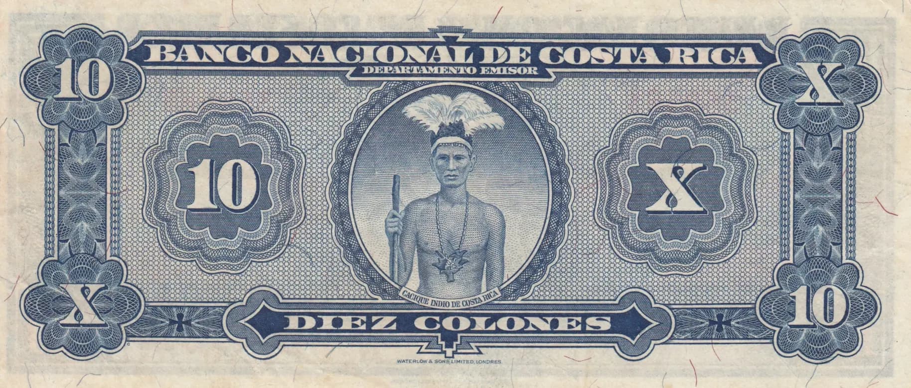 10 colones 1941 from Costa Rica, P-205a (1941) — image 2