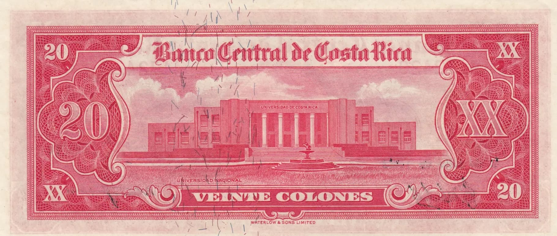 20 colones 1963 from Costa Rica, P-222c (1963) — image 2