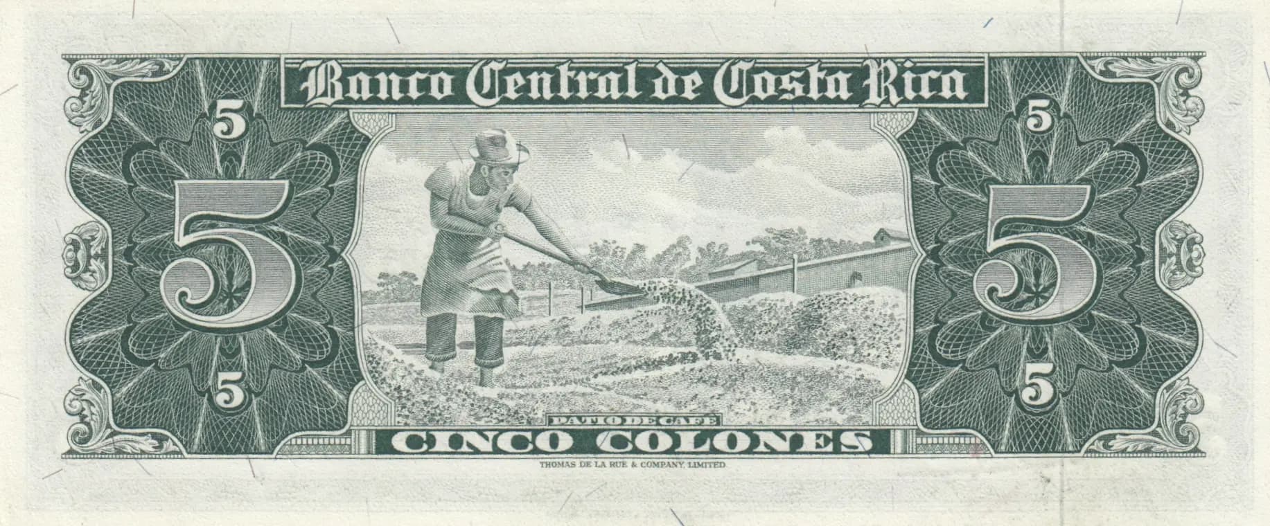 5 colones 1965 from Costa Rica, P-228 (1965) — image 2