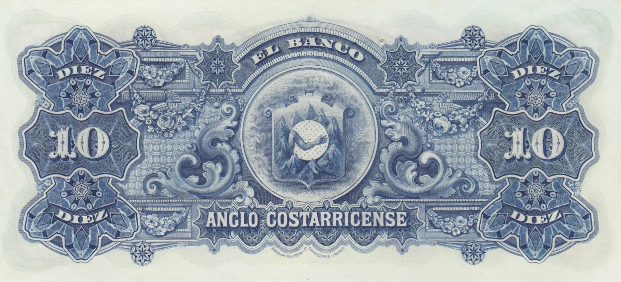 10 colones 1903 specimen from Costa Rica, P-S123s (1903) — image 2