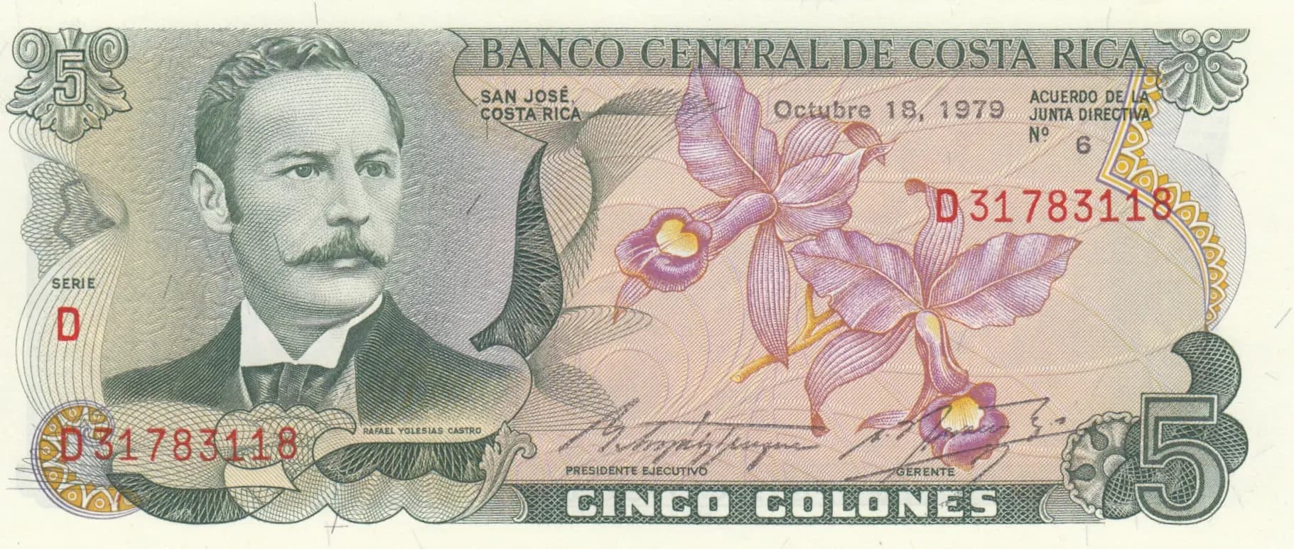 5 colones 1979 from Costa Rica, P-236d