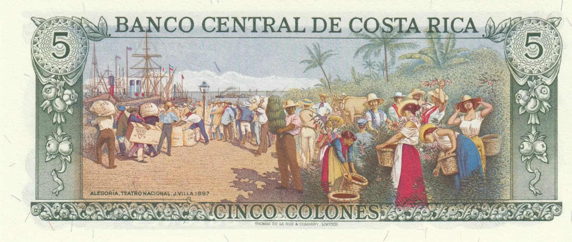 5 colones 1979 from Costa Rica, P-236d (1979) — image 2