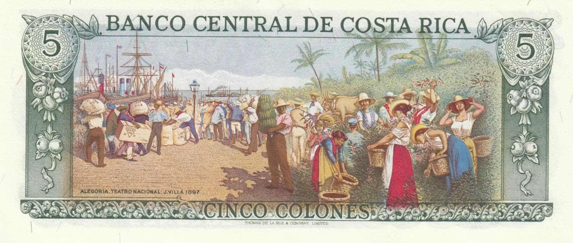 5 colones 1980 from Costa Rica, P-236d (1980) — image 2