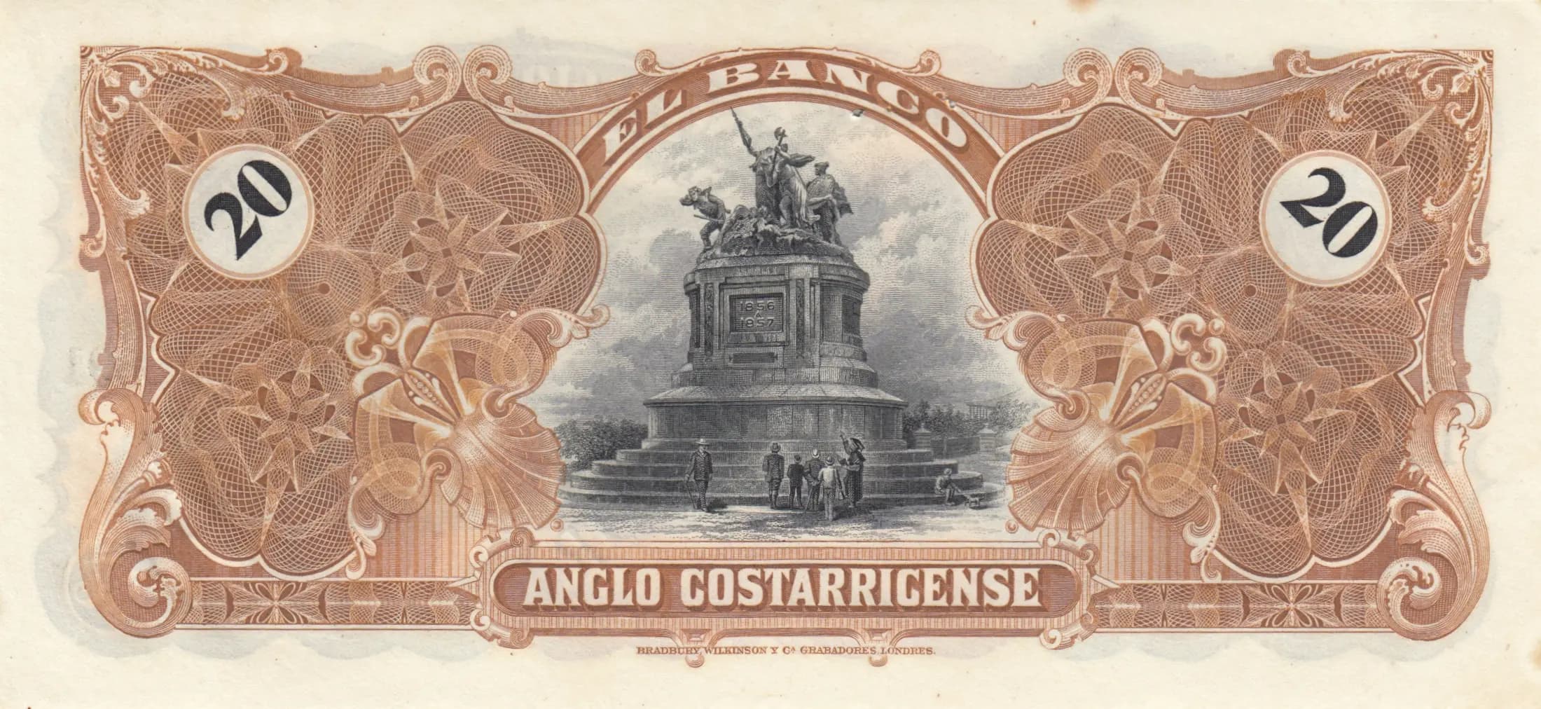 20 colones 1903 specimen from Costa Rica, P-S124s (1903) — image 2