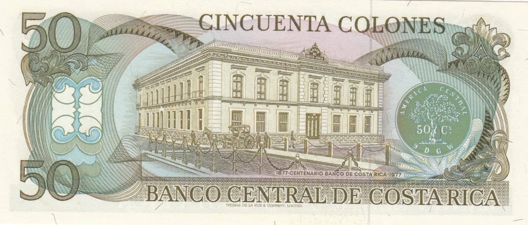 50 colones 1981 from Costa Rica, P-251a (1981) — image 2