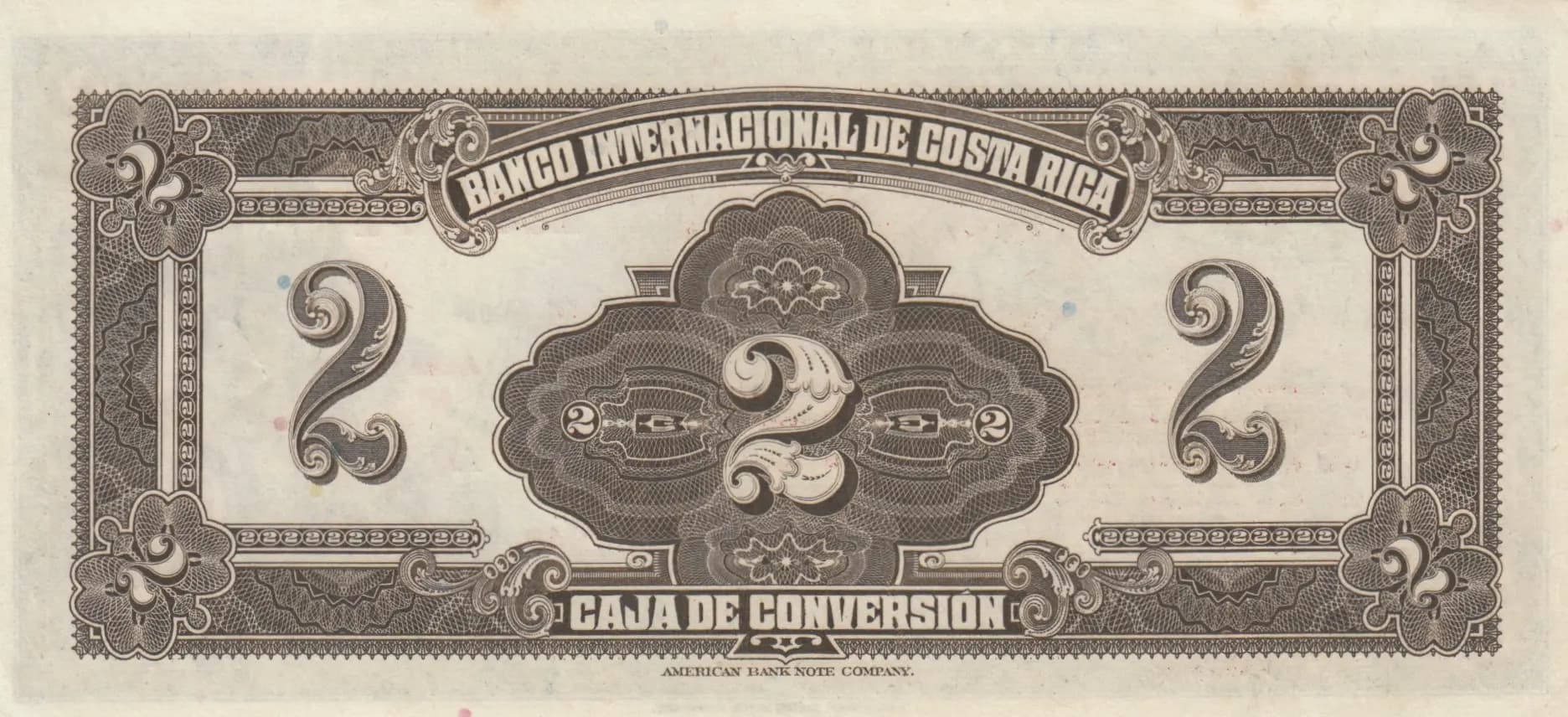 2 colones 1940 from Costa Rica, P-197b (1940) — image 2