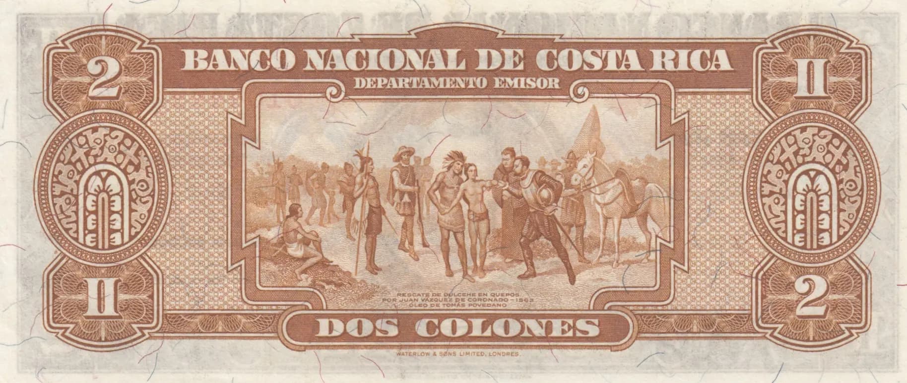 2 colones 1941 from Costa Rica, P-201b (1941) — image 2