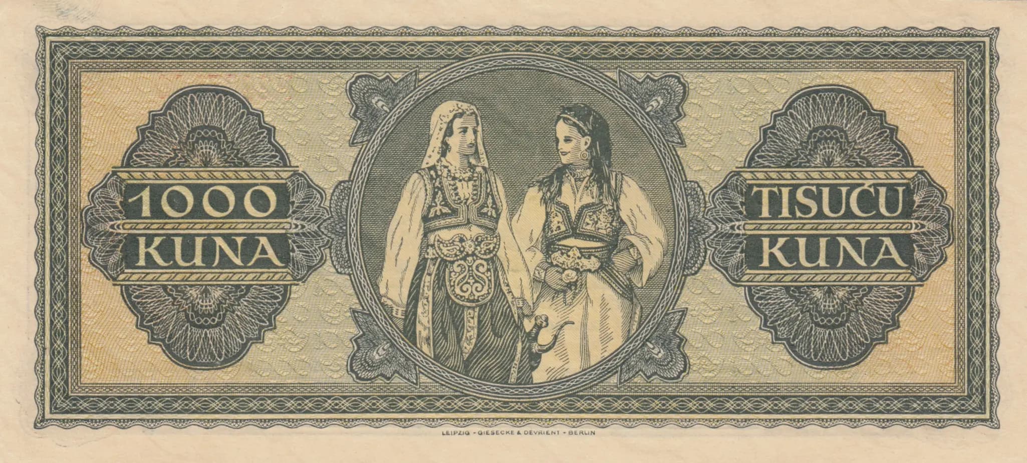 1000 kuna 1943 from Croatia, P-12 (1943) — image 2