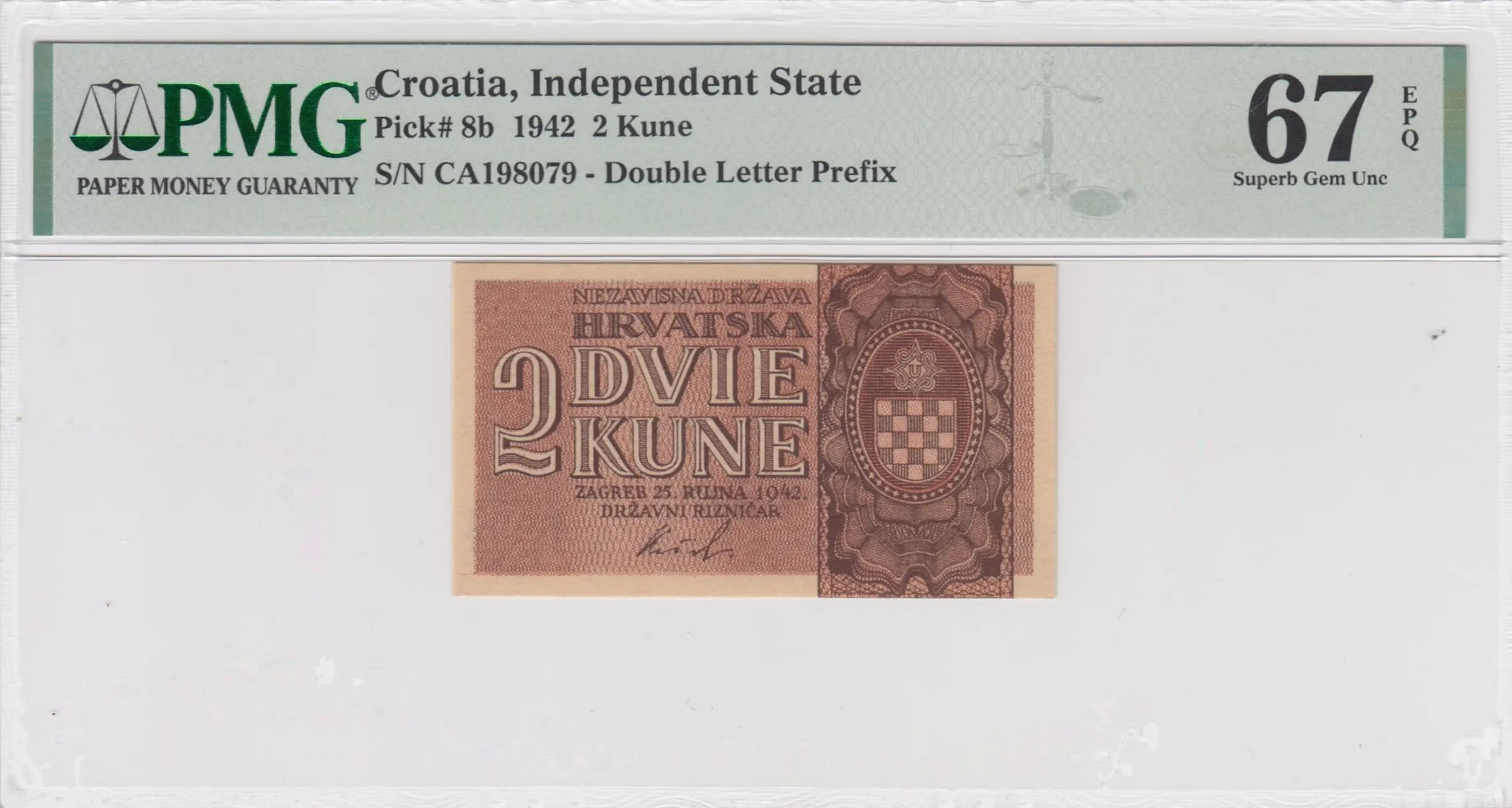2 kuna 1942 from Croatia, P-8b