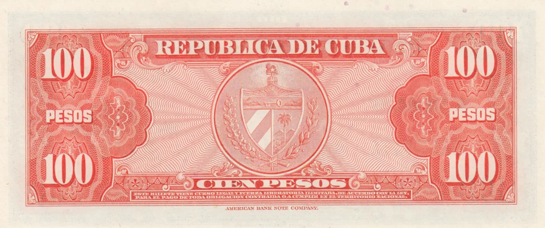 100 pesos 1959 from Cuba , P-93 (1959) — image 2