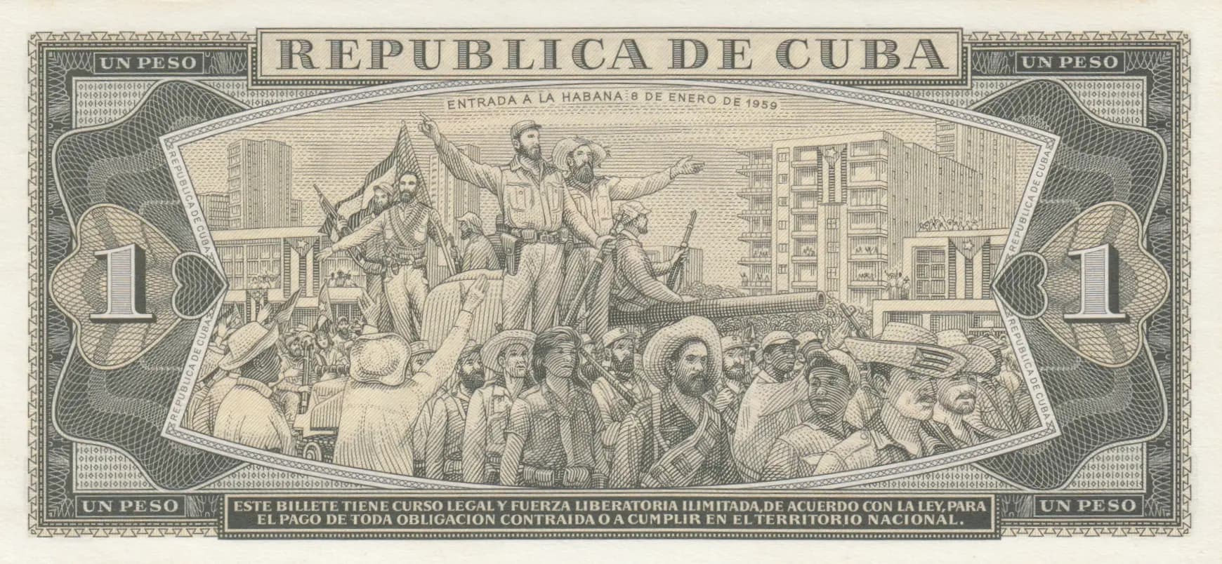 1 peso 1964 specimen from Cuba , P-94bs (1964) — image 2