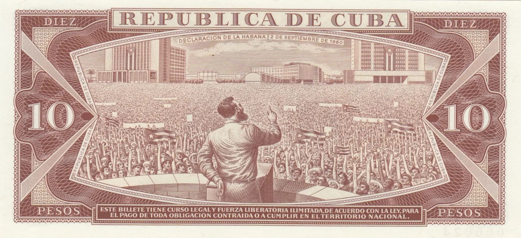 10 pesos 1971 specimen from Cuba , P-104as (1971) — image 2