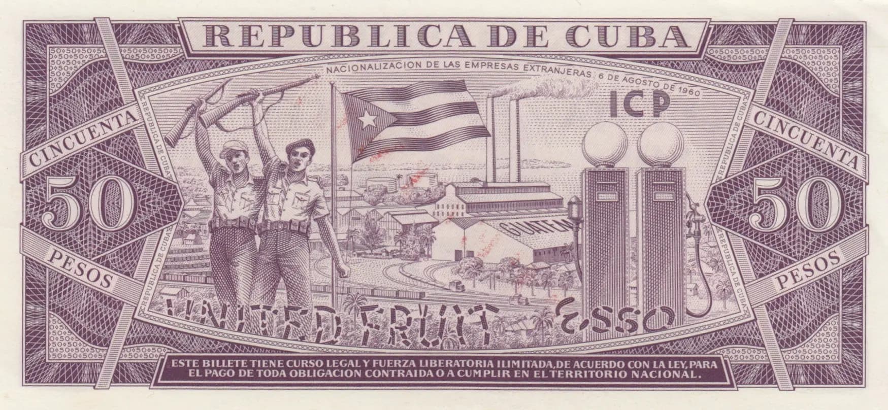 50 pesos 1961 specimen from Cuba , P-98s (1961) — image 2