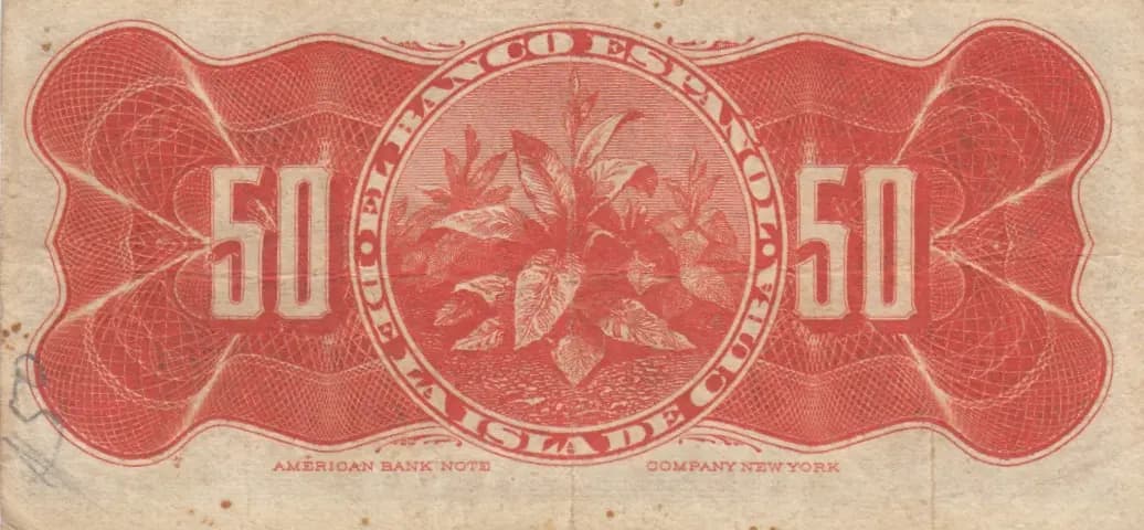 50 centavos 1896 from Cuba , P-46a (1896) — image 2