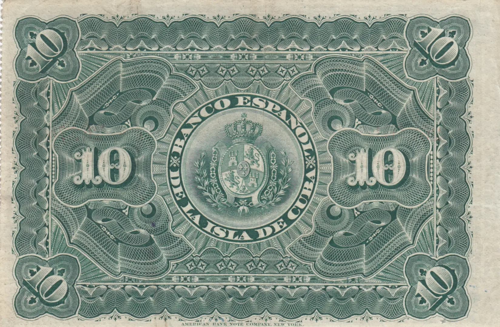 10 pesos 1896 from Cuba , P-49b (1896) — image 2