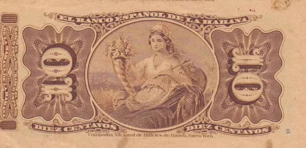 10 centavos 1883 from Cuba , P-30 (1883) — image 2
