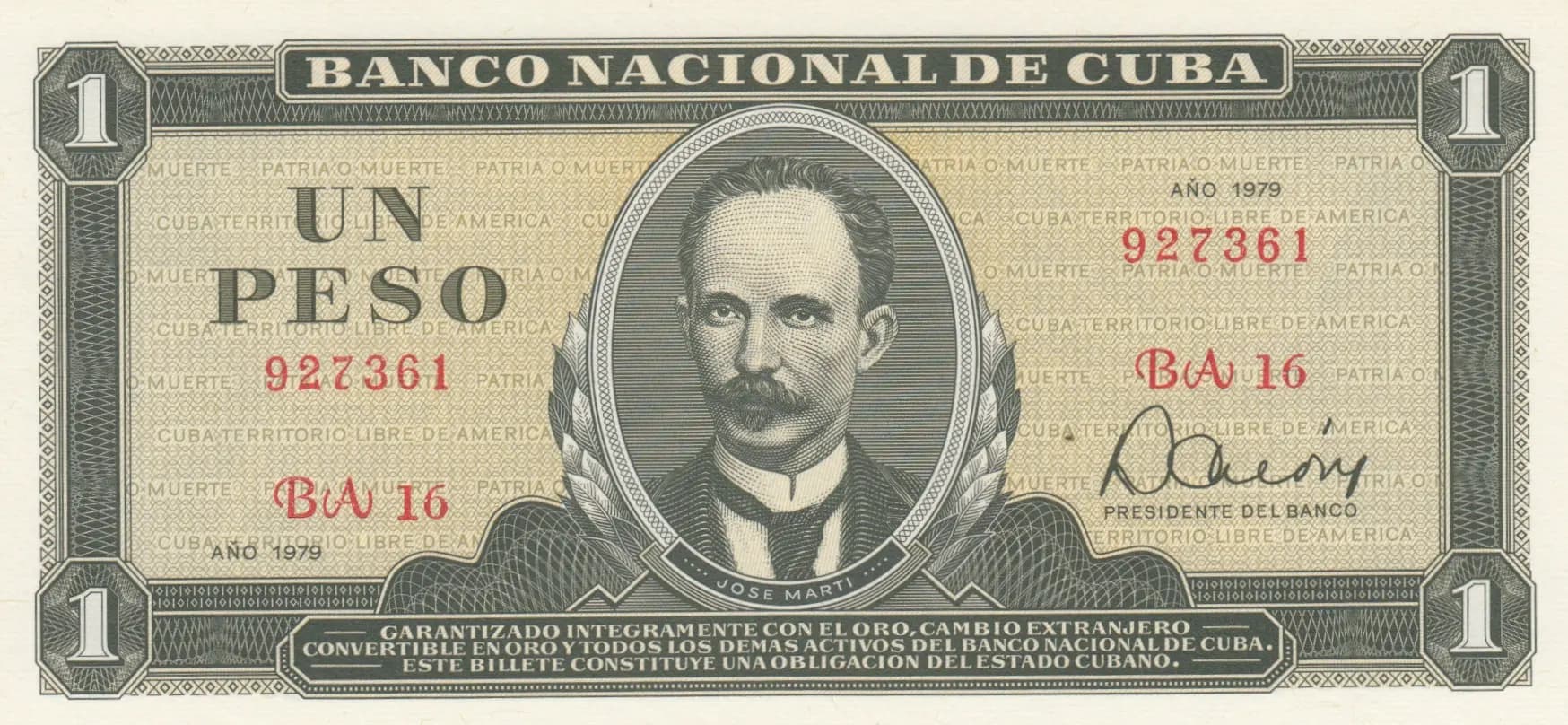 1 peso 1979 from Cuba , P-102b (1979) — image 1