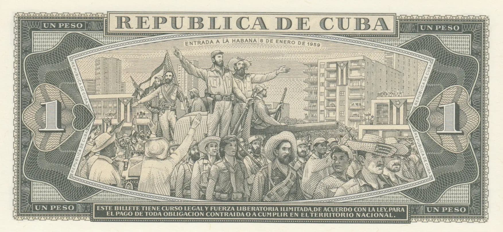 1 peso 1979 from Cuba , P-102b (1979) — image 2