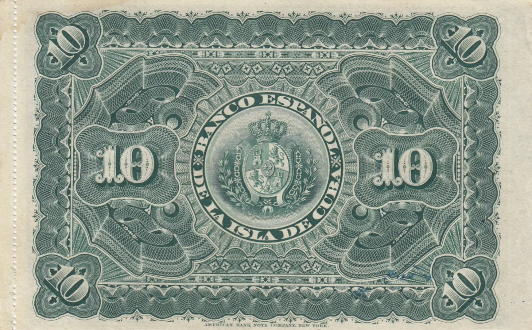 10 pesos 1896 from Cuba , P-49a (1896) — image 2