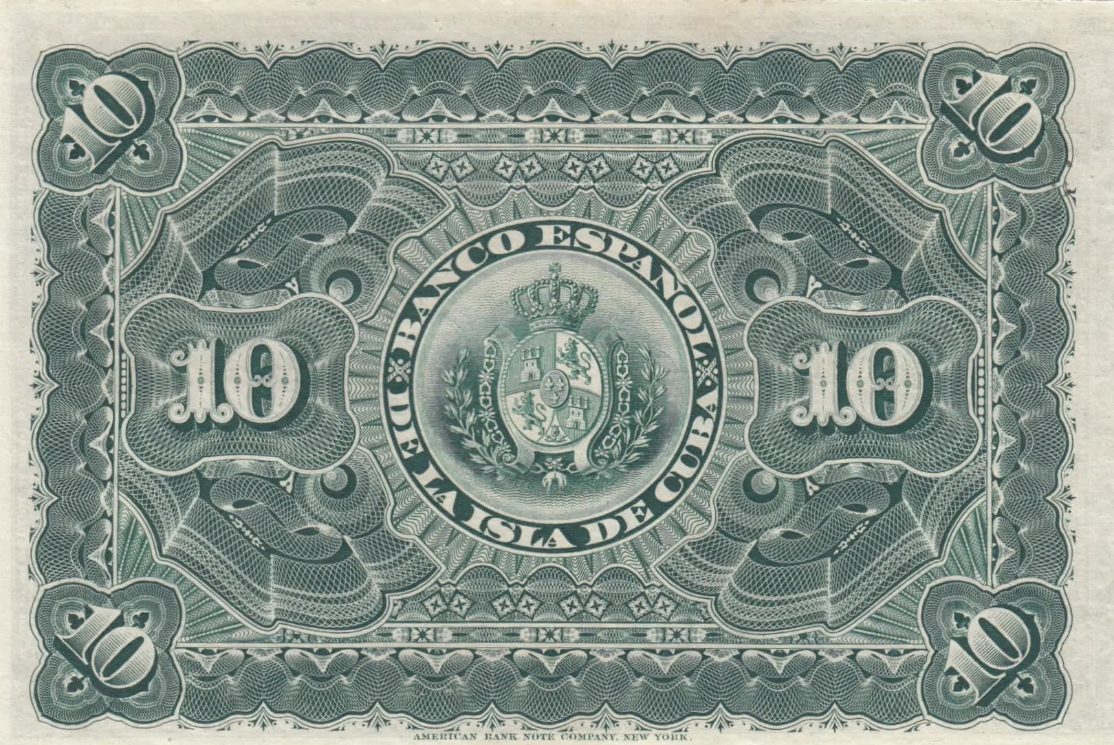 10 pesos 1896 from Cuba , P-49c (1896) — image 2