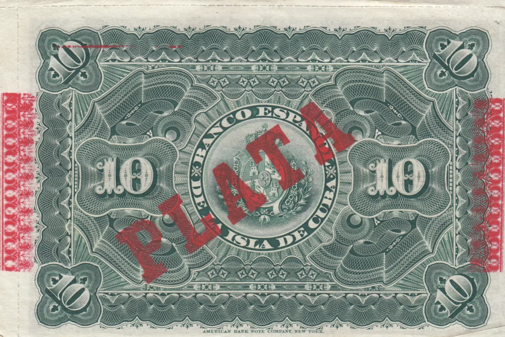 10 pesos 1896 from Cuba , P-49d (1896) — image 2