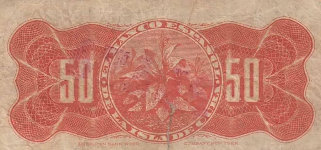 50 centavos 1896 from Cuba , P-46b (1896) — image 2