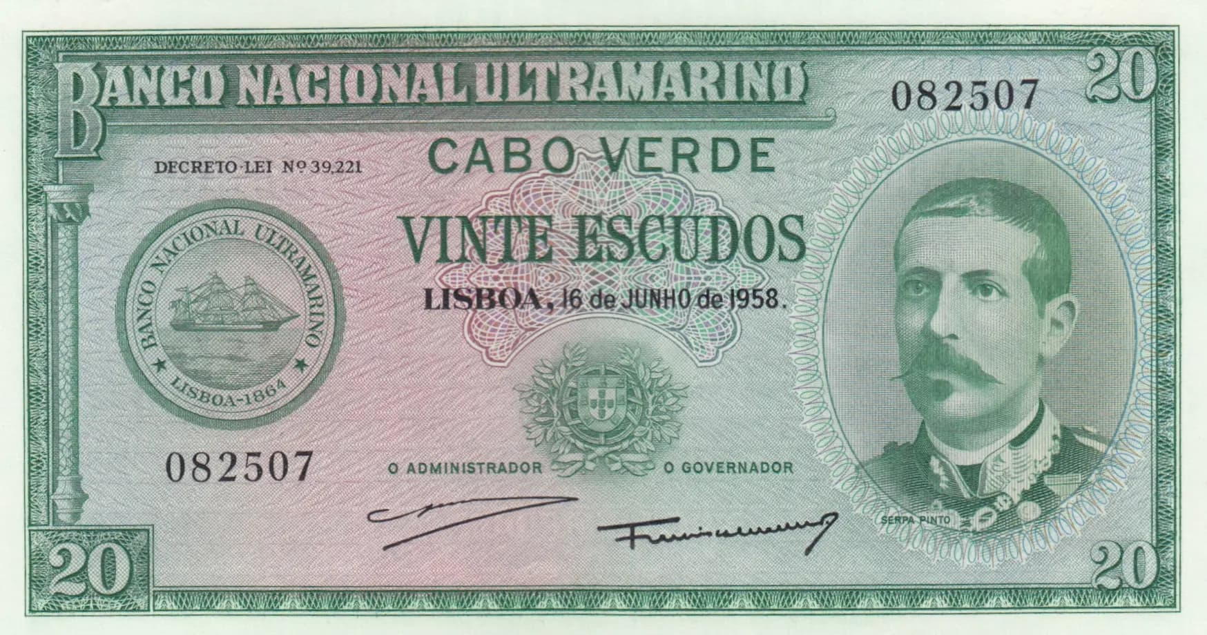 20 escudos 1958 from Cape Verde, P-47