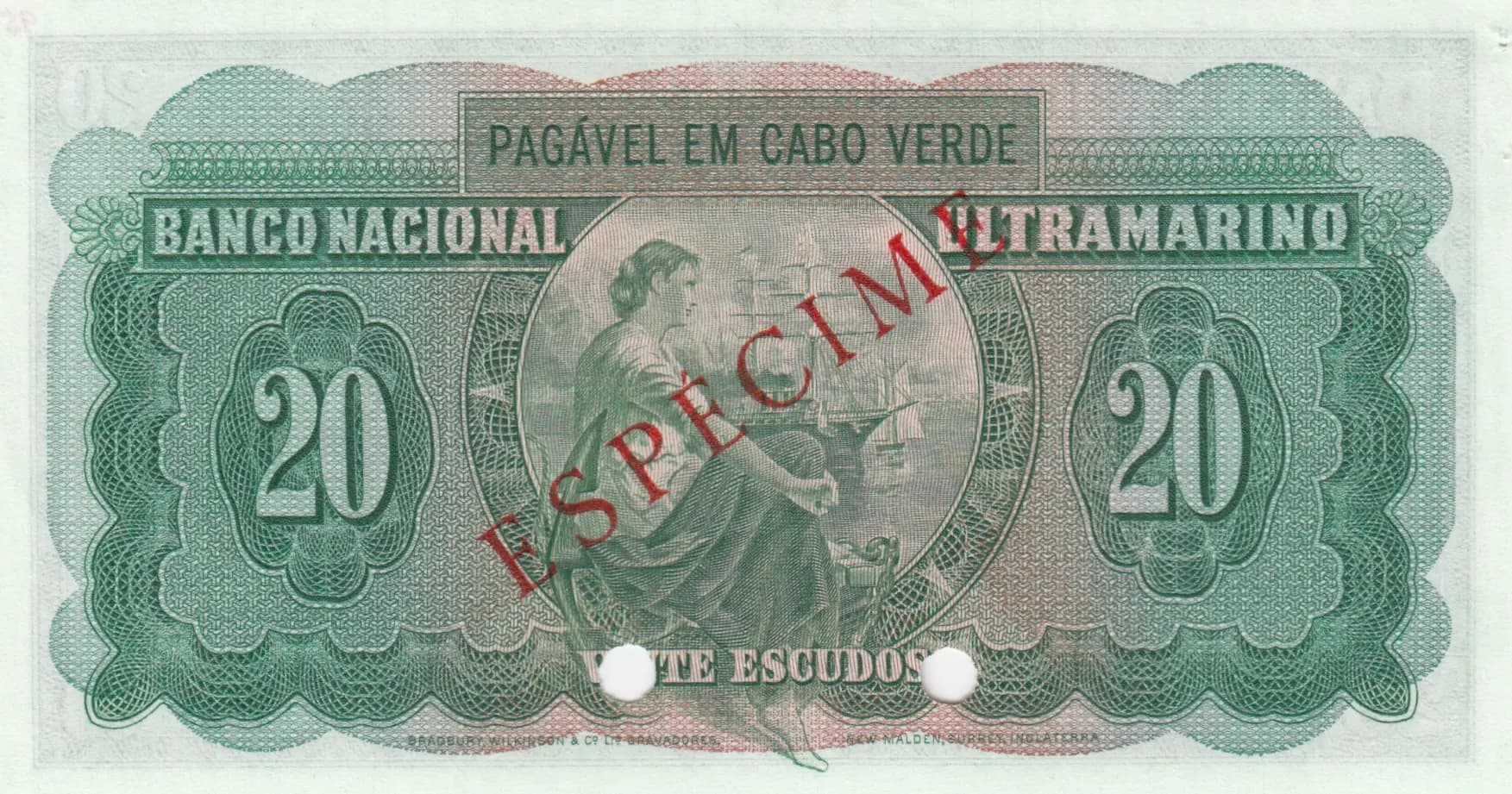 20 escudos 1958 specimen from Cape Verde, P-47s (1958) — image 2