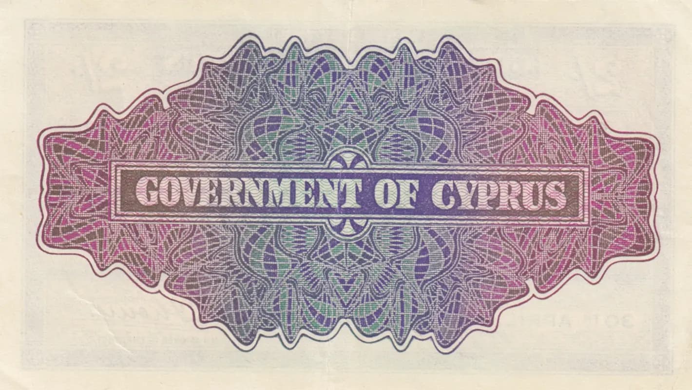2 shillings 1947 from Cyprus, P-21 (1947) — image 2