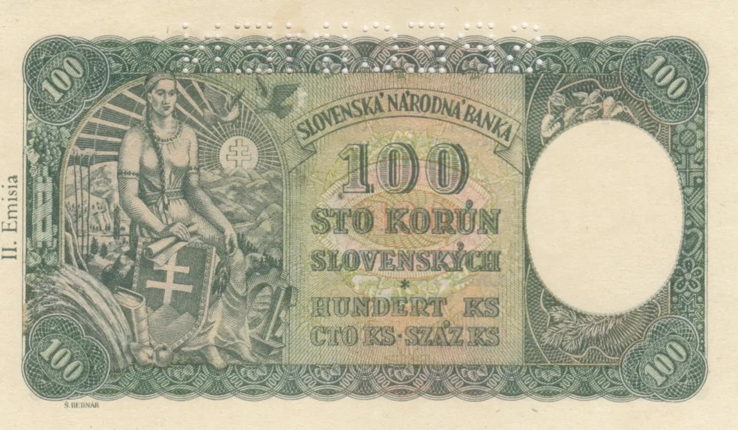 100 korun 1945 specimen from Czechoslovakia, P-52s (1945) — image 2