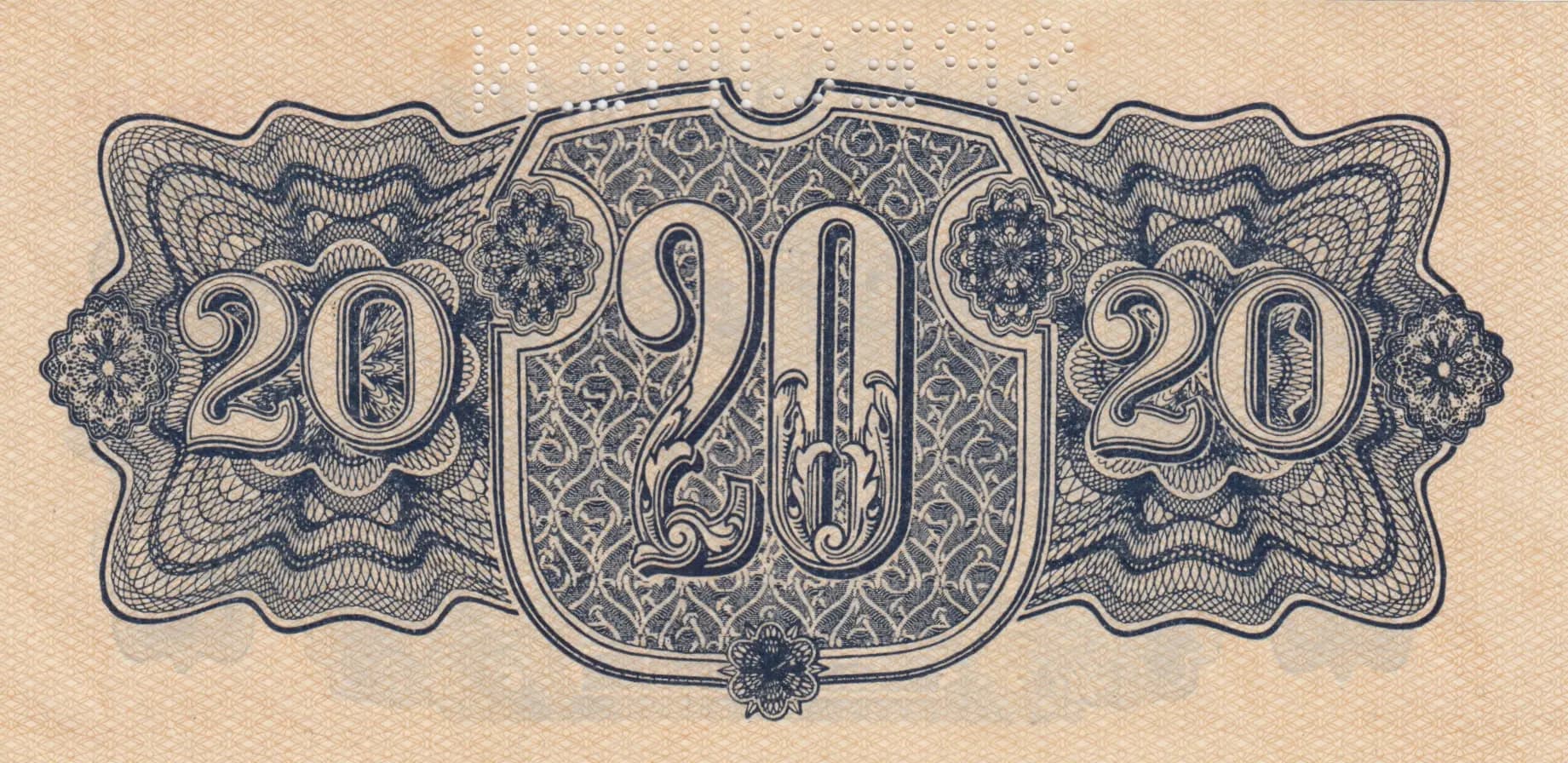 20 korun 1944 specimen from Czechoslovakia, P-47s (1944) — image 2