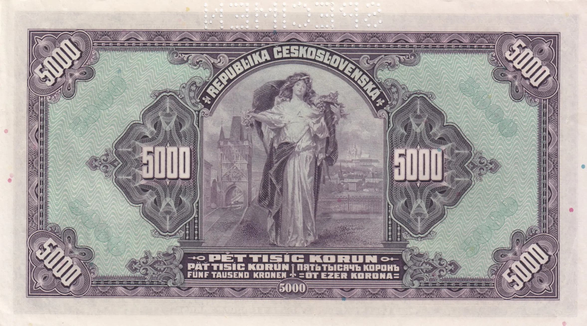 5000 korun 1920 specimen from Czechoslovakia, P-19s (1920) — image 2