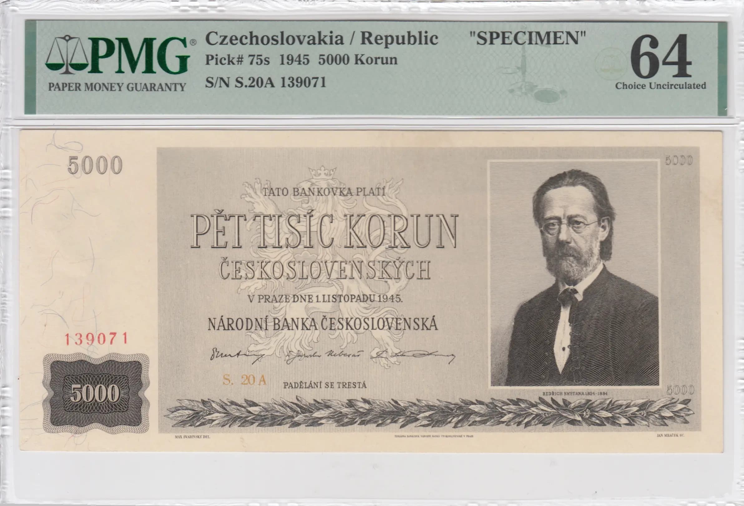 5000 korun 1945 specimen from Czechoslovakia, P-75s (1945) — image 1