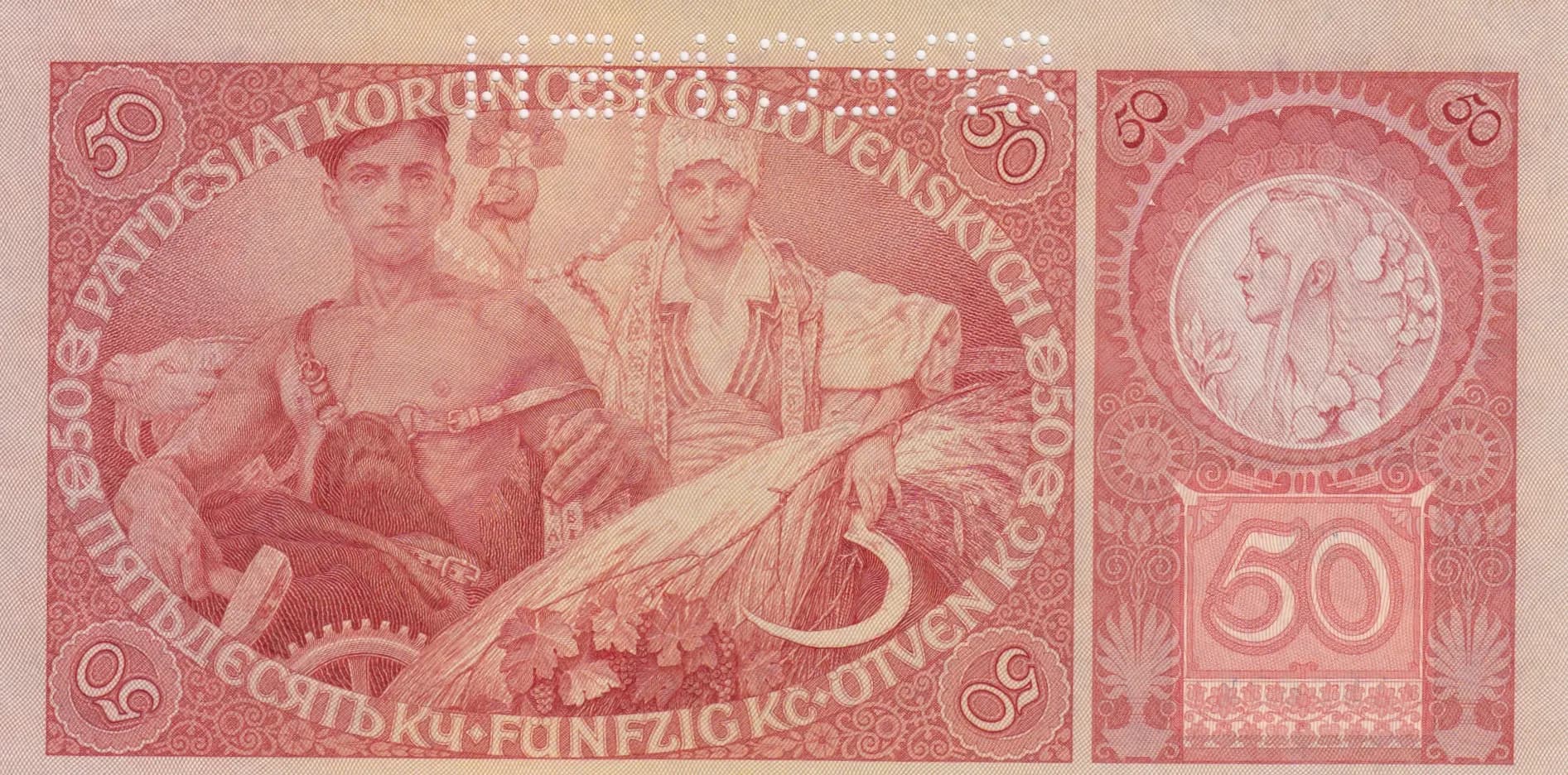 50 korun 1929 specimen from Czechoslovakia, P-22s (1929) — image 2