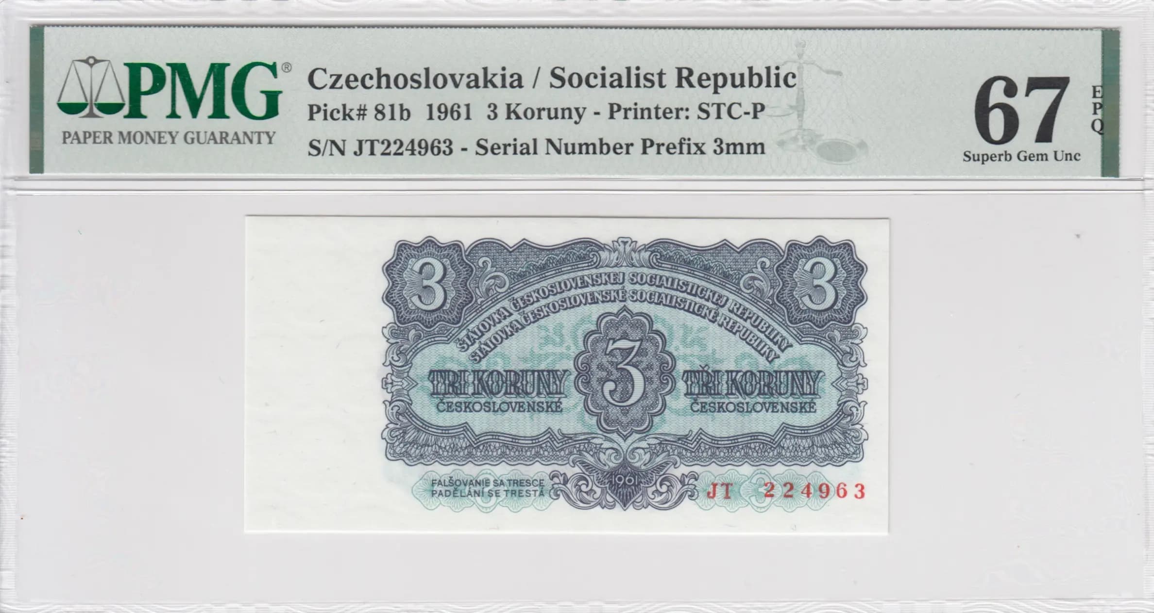 3 korun 1961 from Czechoslovakia, P-81b (1961) — image 1