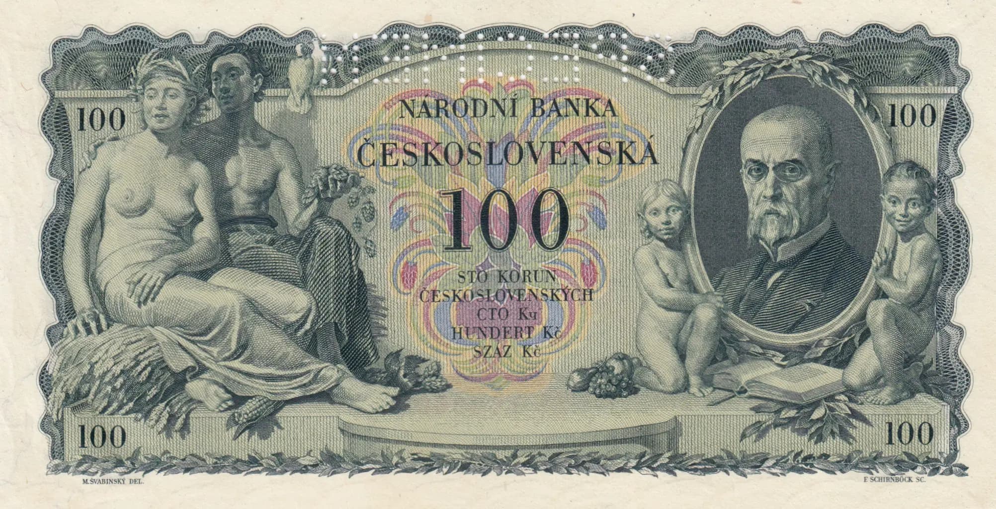 100 korun 1931 specimen from Czechoslovakia, P-23s (1931) — image 2