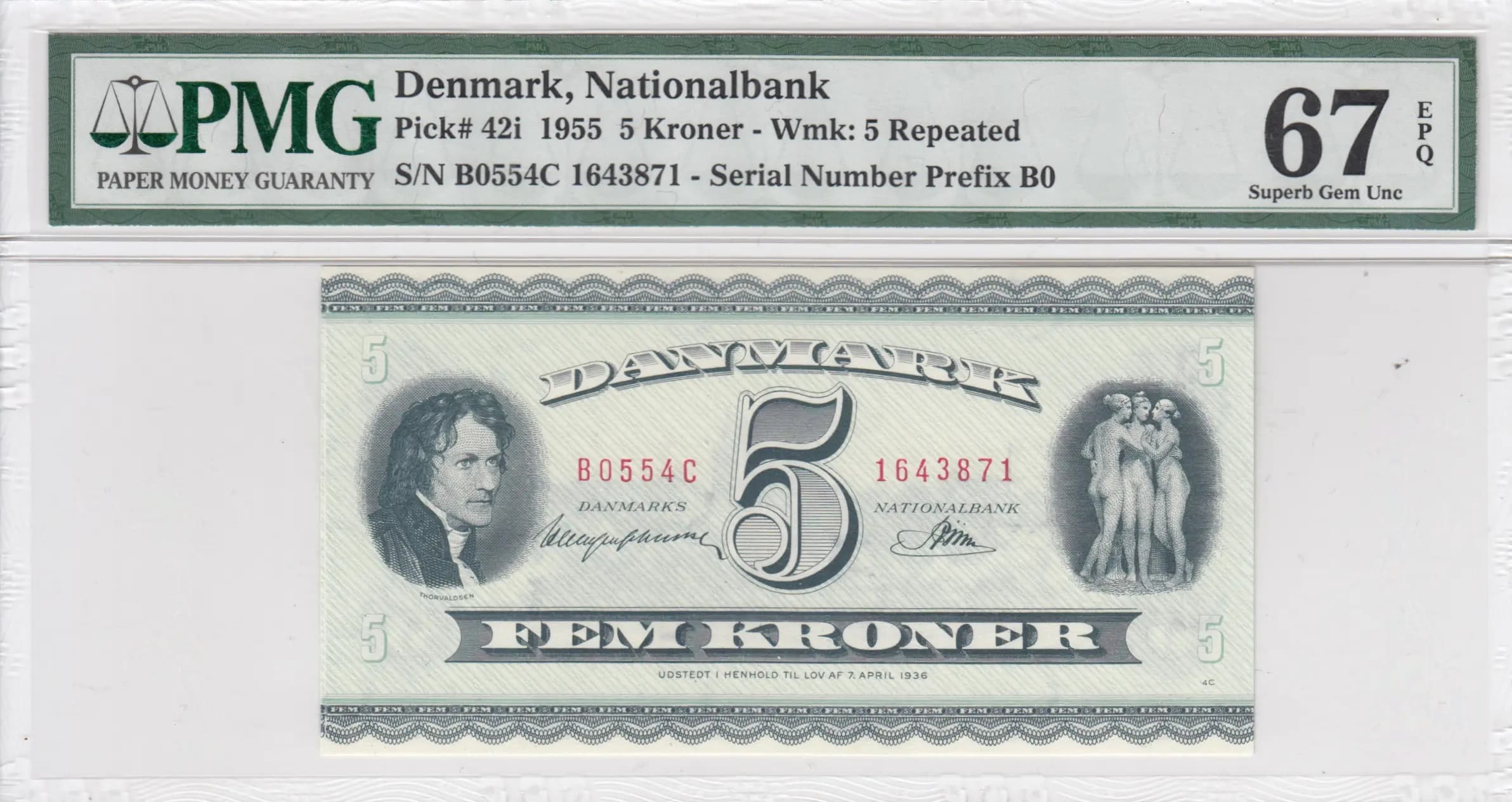 5 kroner 1955 from Denmark, P-42i