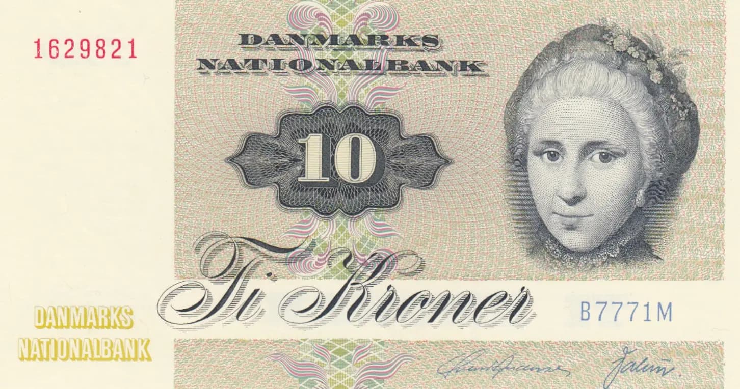10 kroner 1977 from Denmark, P-48g (1977) — image 1