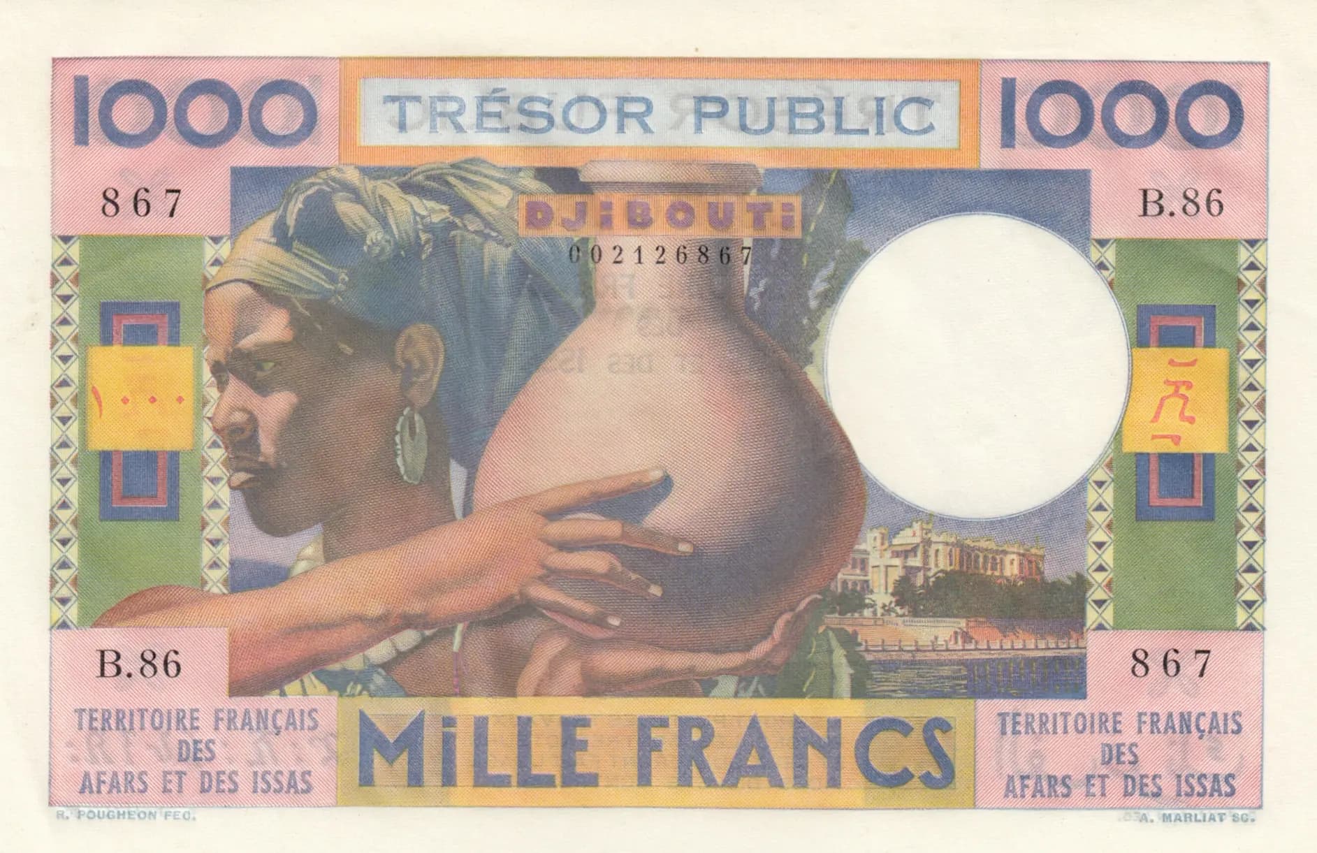 1000 francs 1952 from Djibouti, P-28 (1952) — image 1