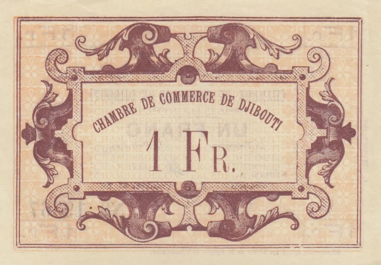 1 franc 1919 from Djibouti, P-24 (1919) — image 2
