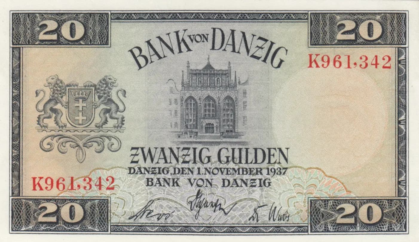 20 gulden 1937 from Danzig, P-63(1) (1937) — image 1