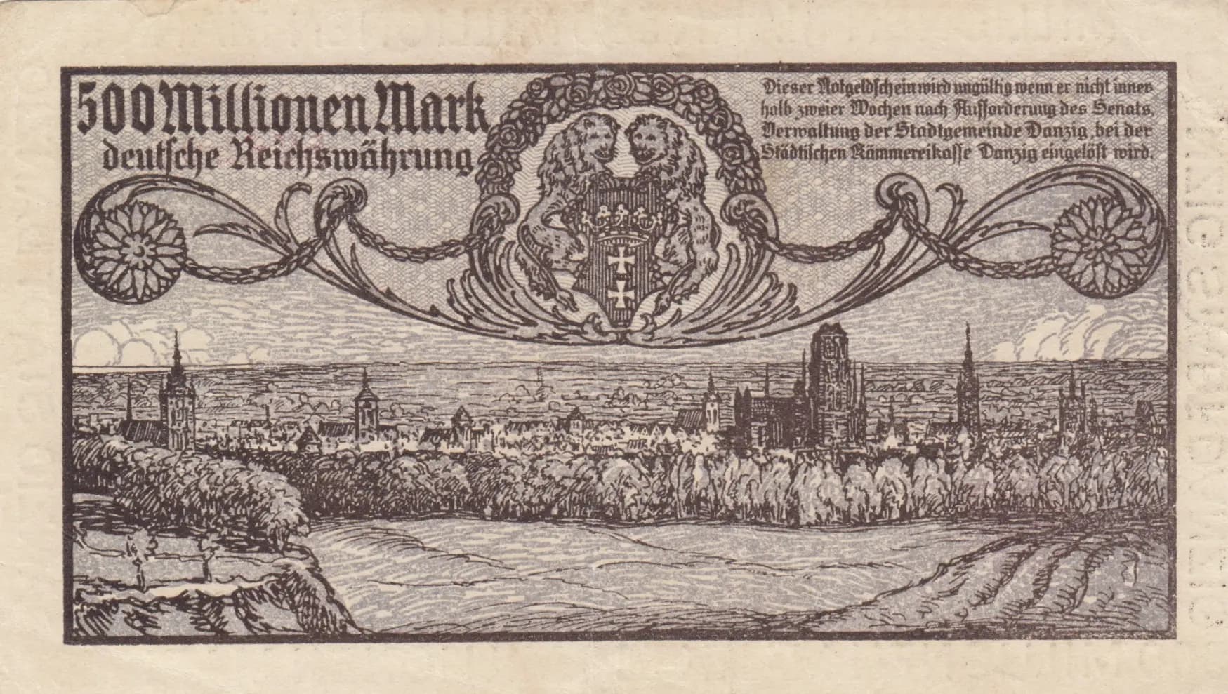 500 000 000 mark 1923 from Danzig, P-28b (1923) — image 2