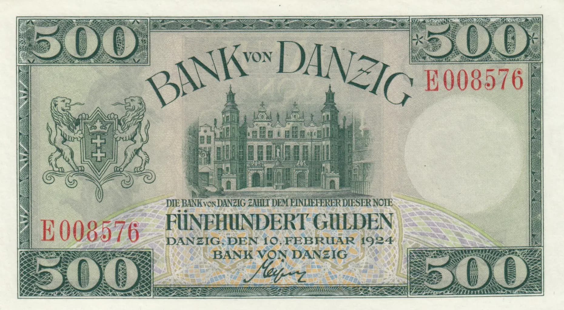 500 gulden 1924 from Danzig, P-56 (1924) — image 1