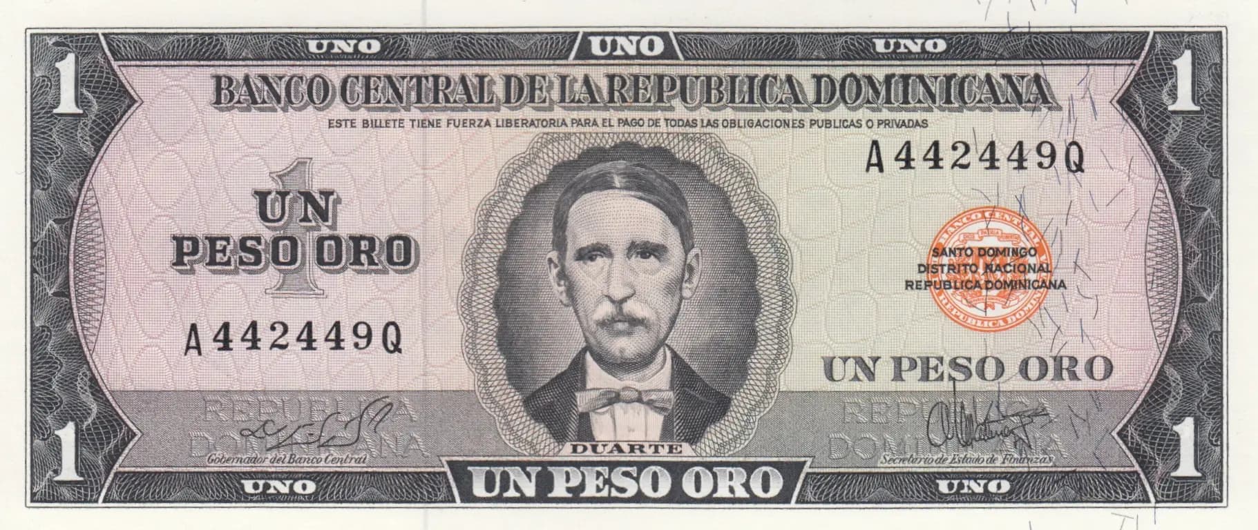 1 peso oro 1967 from Dominican Republic, P-99 (1967) — image 1