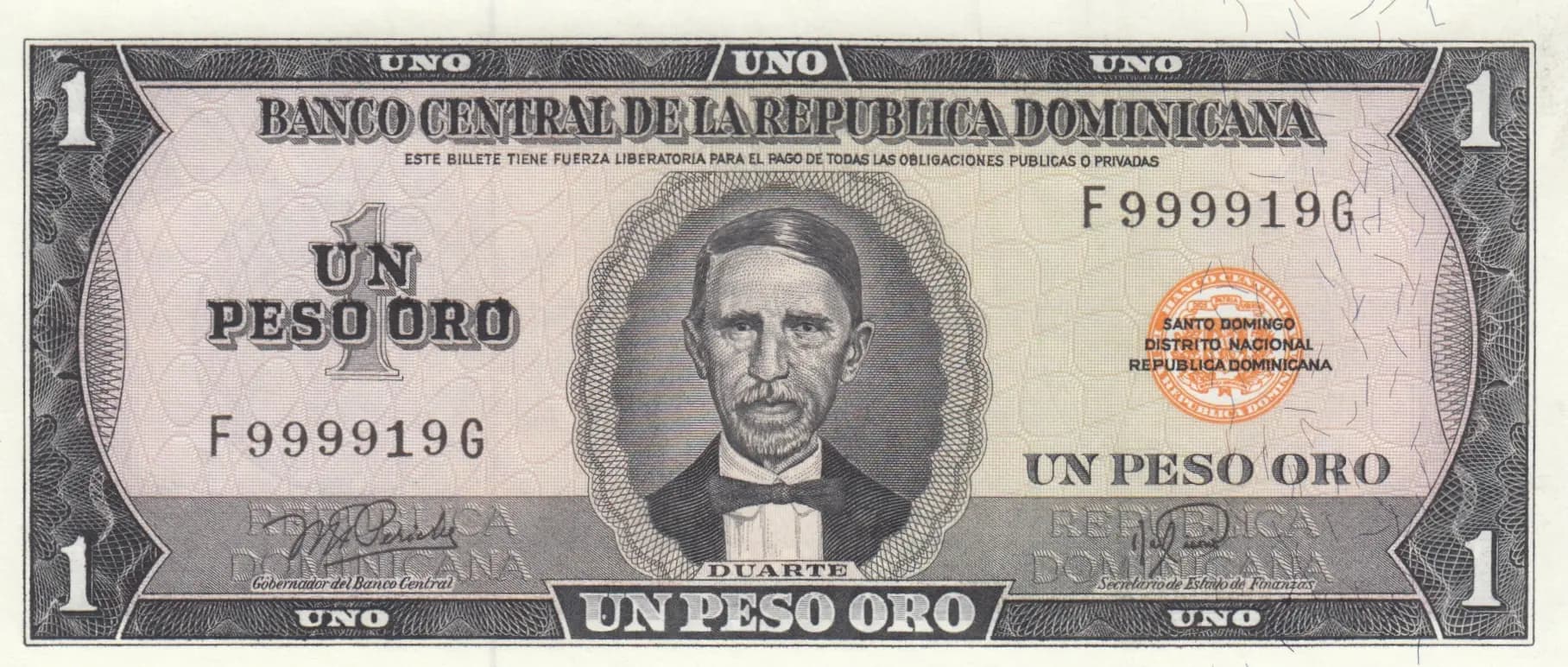 1 peso oro 1976 from Dominican Republic, P-108